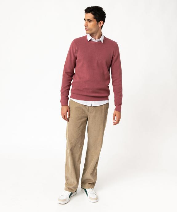 Pull col rond en coton uni homme vue5 - GEMO (HOMME) - GEMO