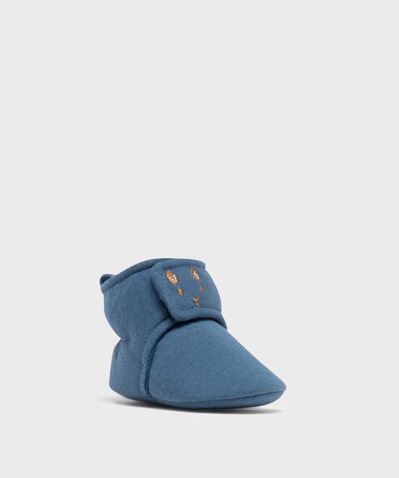 Chaussons de naissance montants en jersey à scratch bébé garçon vue2 - LITTLE LOVE GEMO FOR GOOD - GEMO