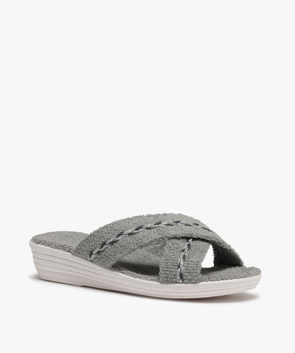 Mules femme confort à brides en tissu éponge vue2 - GEMO(HOMWR FEM) - GEMO