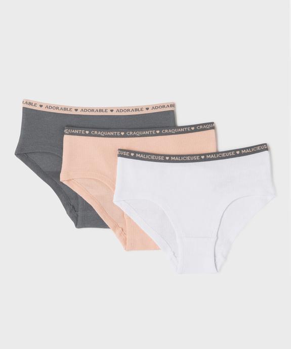 Shorty en maille côtelée en coton stretch fille (lot de 3) vue1 - GEMO 4G FILLE - GEMO