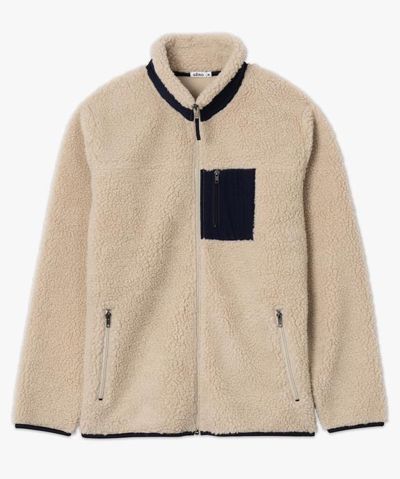 Veste polaire homme zippé en sherpa vue4 - GEMO (HOMME) - GEMO