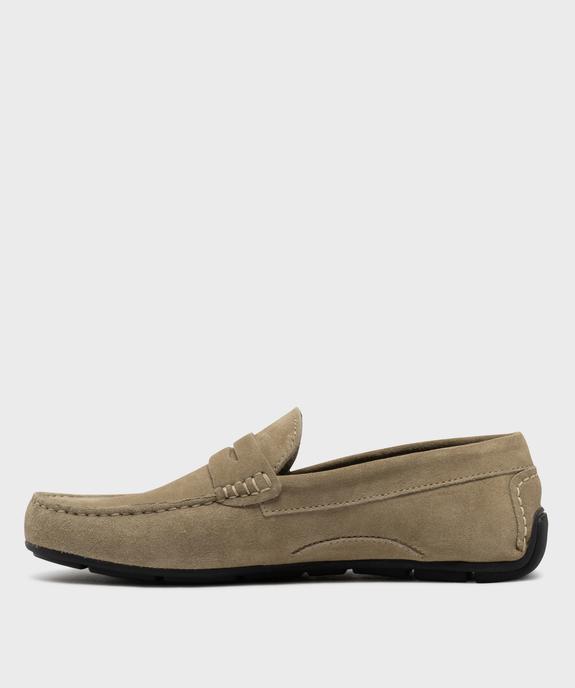Mocassins dessus cuir velours homme -Tanéo vue3 - TANEO GEMO FOR GOOD - GEMO
