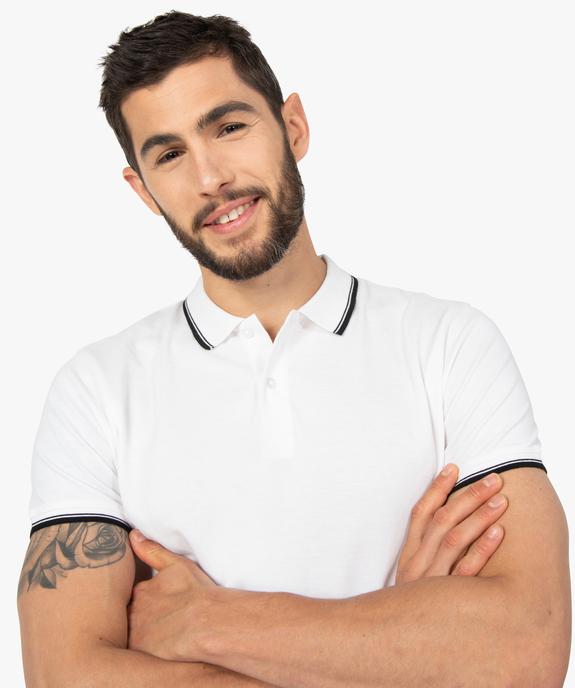 Polo homme à manches courtes à liseré contrastant vue2 - GEMO 4G HOMME - GEMO