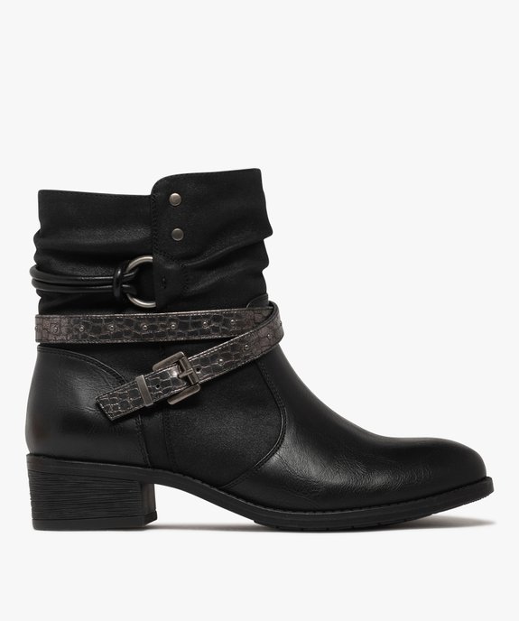 Boots femme à petit talon avec col effet plissé et brides fantaisie vue2 - EMILIA ROSA G4G - GEMO