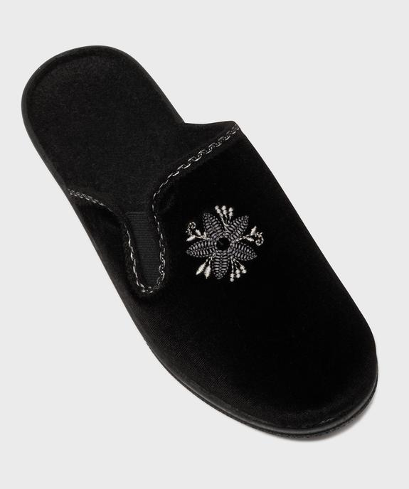 Chaussons mules dessus velours avec talon compensé femme vue5 - G'FLEX - GEMO