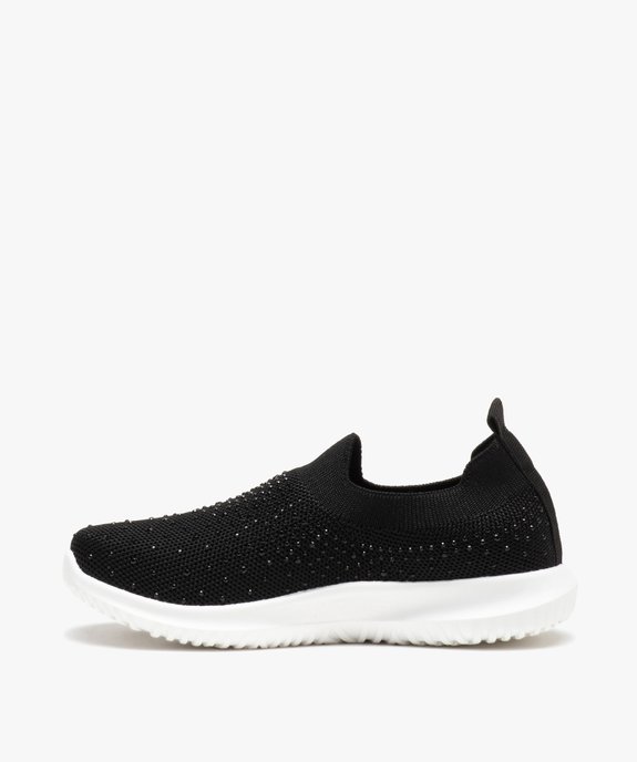 Baskets fille running unies à strass et sans lacets  vue3 - GEMO (ENFANT) - GEMO