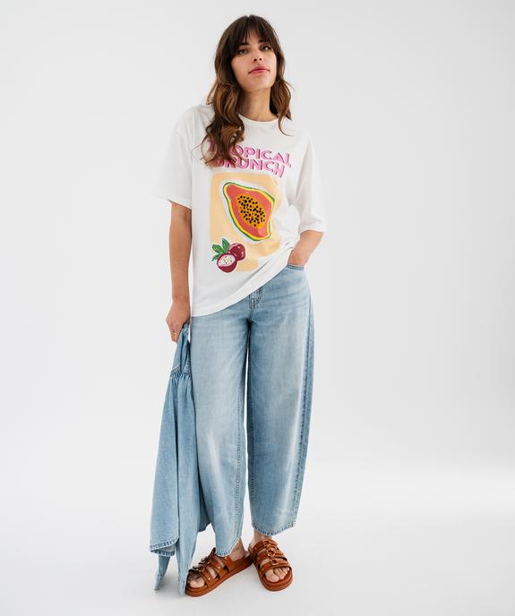 Tee-shirt manches courtes en jersey de coton imprimé femme vue1 - GEMO(FEMME PAP) - GEMO