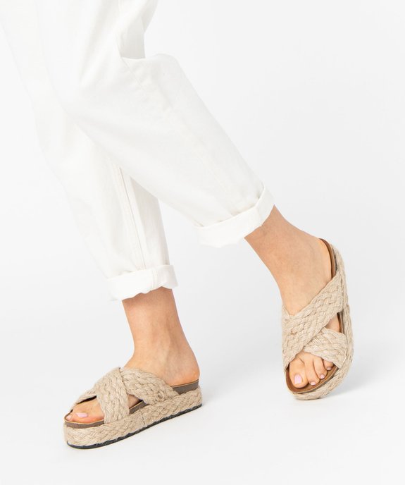 Mules femme unies à talon compensé en corde tressée vue7 - SANS MARQUE - GEMO