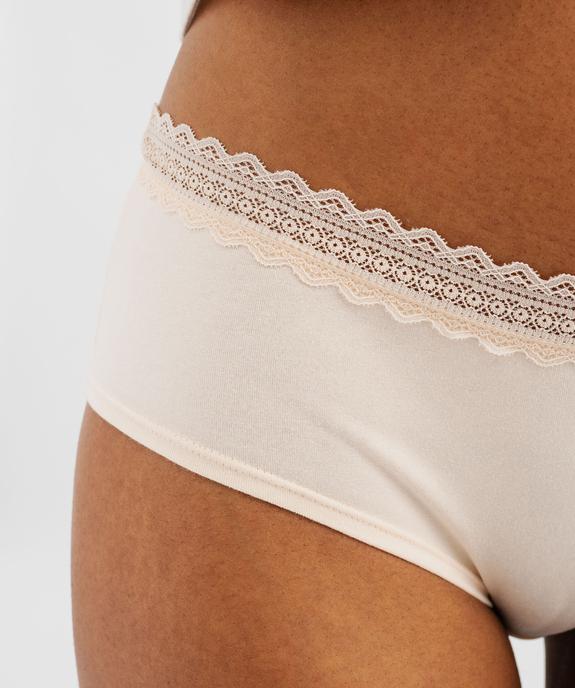 Shorty uni en coton stretch avec ceinture en dentelle femme (lot de 2) vue2 - GEMO 4G FEMME - GEMO
