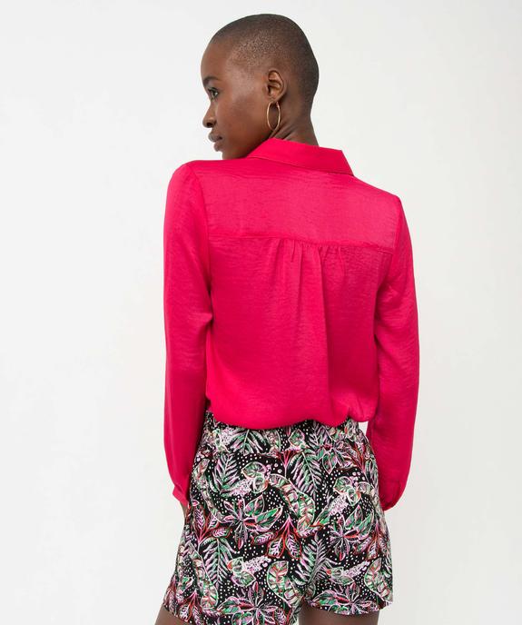 Chemise en satin à manches longues femme vue3 - GEMO 4G FEMME - GEMO