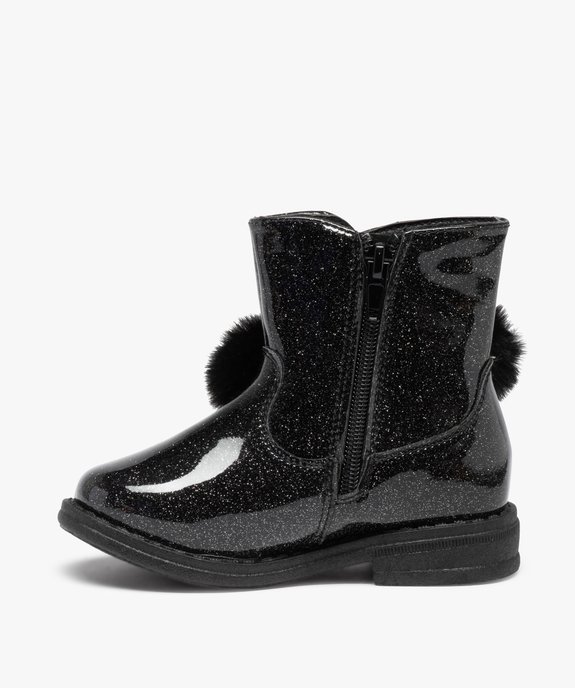 Boots fourrées fille dessus pailleté avec pompons vue3 - GEMO (ENFANT) - GEMO