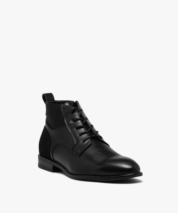 Boots homme unies style casual à lacets et à zip vue2 - GEMO(URBAIN) - GEMO