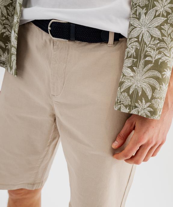 Bermuda en coton extensible coupe Regular avec ceinture tressée homme vue2 - GEMO (HOMME) - GEMO