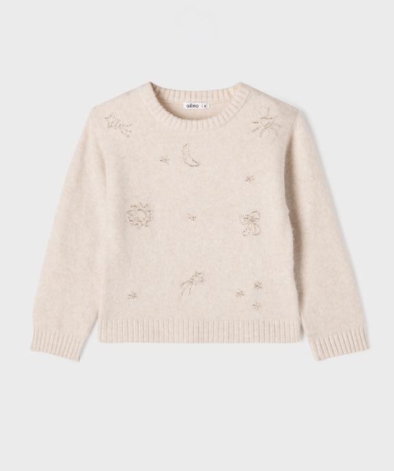 Pull brodé de perles en maille douce et chaude fille vue2 - GEMO (ENFANT) - GEMO