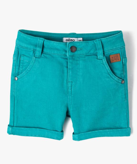 Short slim uni en toile extensible bébé garçon vue1 - GEMO(BEBE DEBT) - GEMO