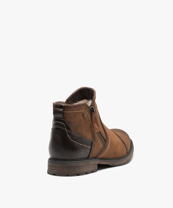 Boots fourrées homme zippés tige mate surpiquée vue4 - GEMO (CASUAL) - GEMO