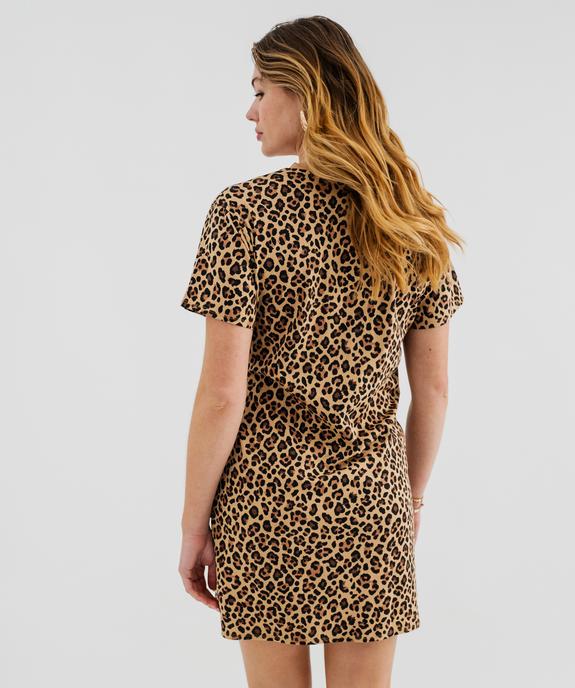 Robe tee-shirt courte à manches courtes avec effet plissé femme vue4 - GEMO 4G FEMME - GEMO