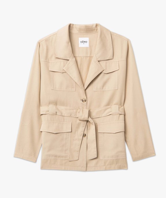 Veste femme grande taille coupe saharienne en Lyocell vue4 - GEMO 4G GT - GEMO