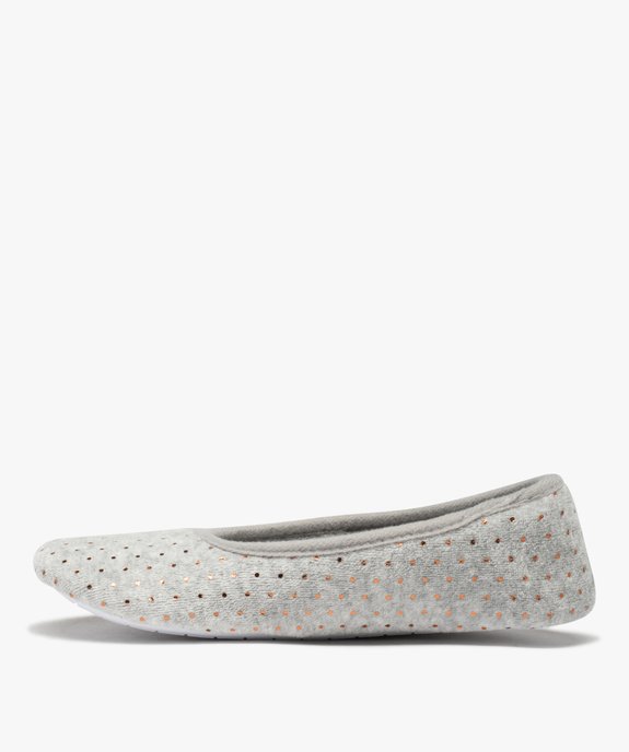 Chaussons femme ballerines en velours à pois métallisés vue3 - GEMO(HOMWR FEM) - GEMO