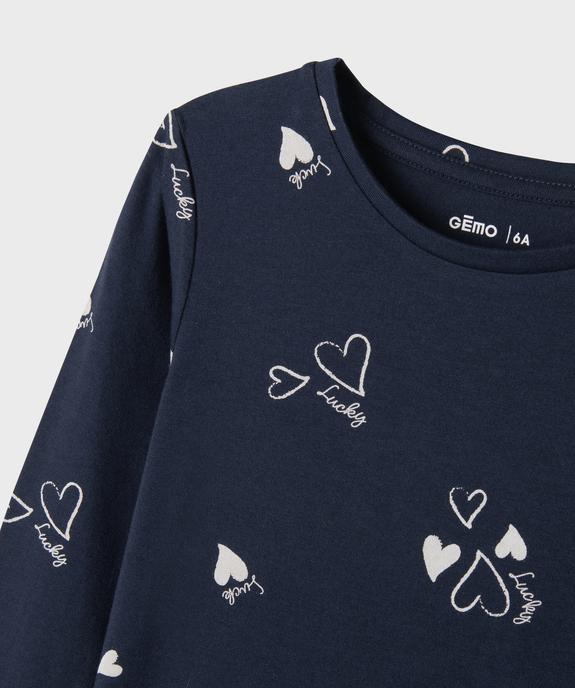 Tee-shirt manches longues imprimé fille vue2 - GEMO 4G FILLE - GEMO