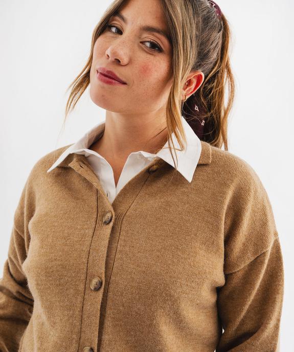 Gilet court à col polo femme vue3 - GEMO(FEMME PAP) - GEMO