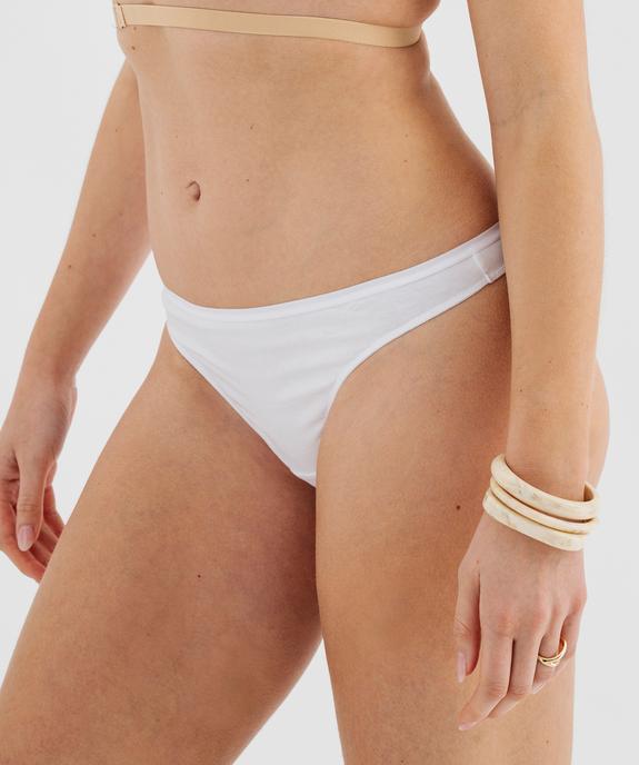 String en coton stretch uni femme (lot de 2) vue3 - GEMO 4G FEMME - GEMO
