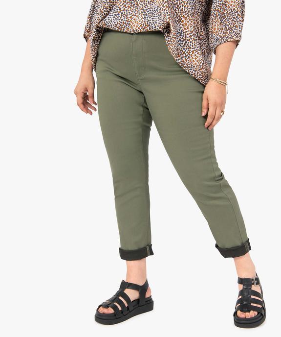 Pantalon femme grande taille en coton stretch coupe Regular vue1 - GEMO (G TAILLE) - GEMO