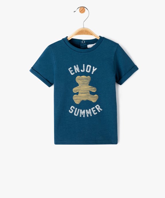Tee-shirt bébé garçon imprimé avec manches courtes à revers - LuluCastagnette vue1 - LULUCASTAGNETTE - GEMO