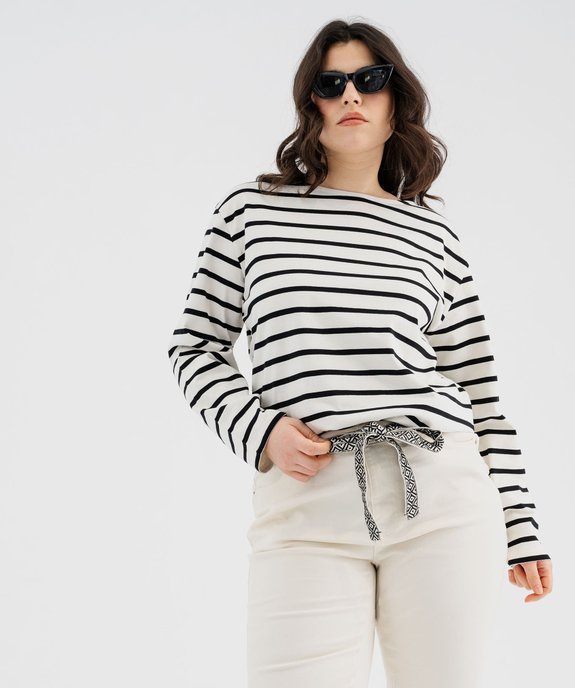 Tee-shirt manches longues à rayures femme grande taille vue1 - GEMO 4G GT - GEMO