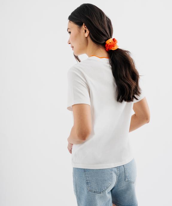 Tee-shirt manches courtes à col fantaisie en jersey de coton femme vue3 - GEMO(FEMME PAP) - GEMO