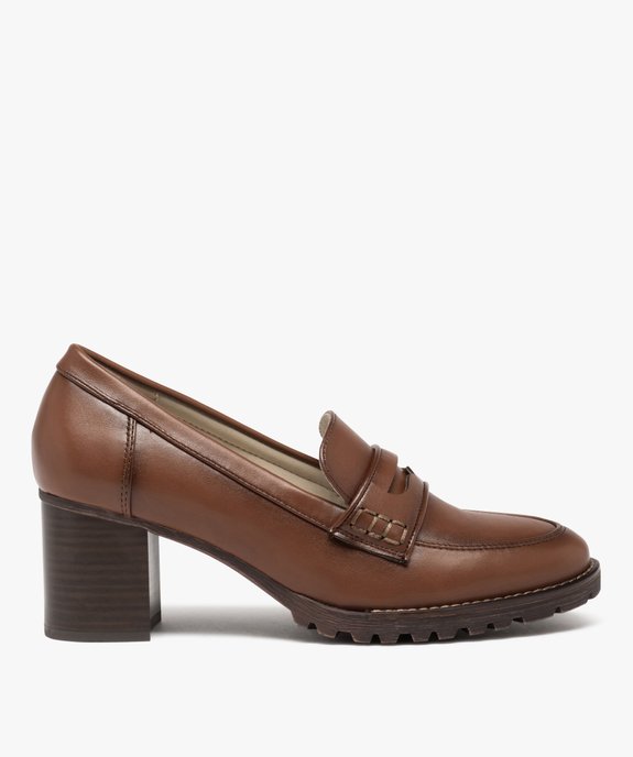 Mocassins femme unis à talon carré et semelle crantée vue1 - VALENTINA BALDA - GEMO