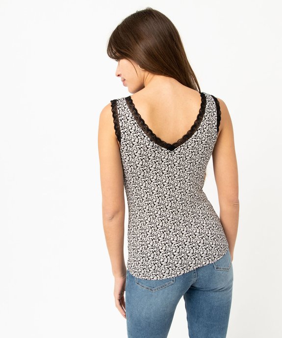 Débardeur femme à motifs et finitions dentelle vue3 - GEMO 4G FEMME - GEMO