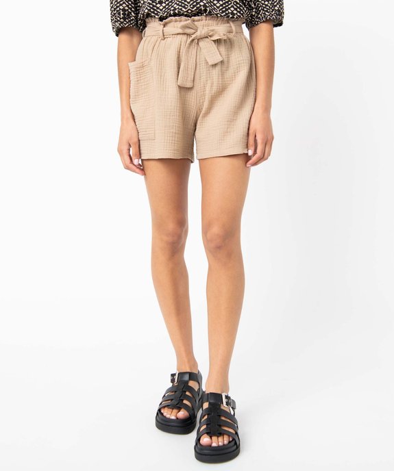 Short femme taille haute en gaze de coton vue1 - GEMO(FEMME PAP) - GEMO