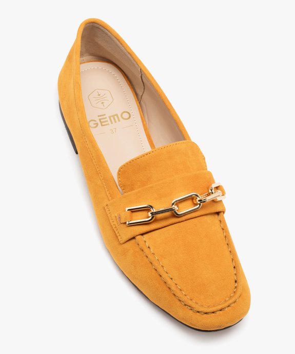 Mocassins femme unis en suédine avec chaine métallique vue6 - GEMO (CASUAL) - GEMO