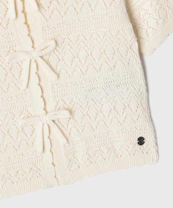 Gilet manches courtes en maille ajourée fille - LuluCastagnette vue3 - LULUCASTAGNETTE - GEMO