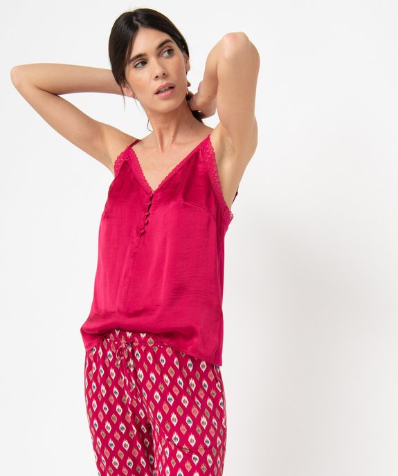 Débardeur femme bi-matières à fines bretelles vue1 - GEMO(HOMWR FEM) - GEMO