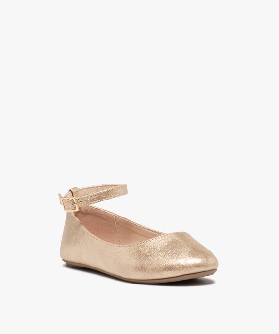 Ballerines fille dessus métallisé à fine bride cheville vue2 - GEMO (ENFANT) - GEMO