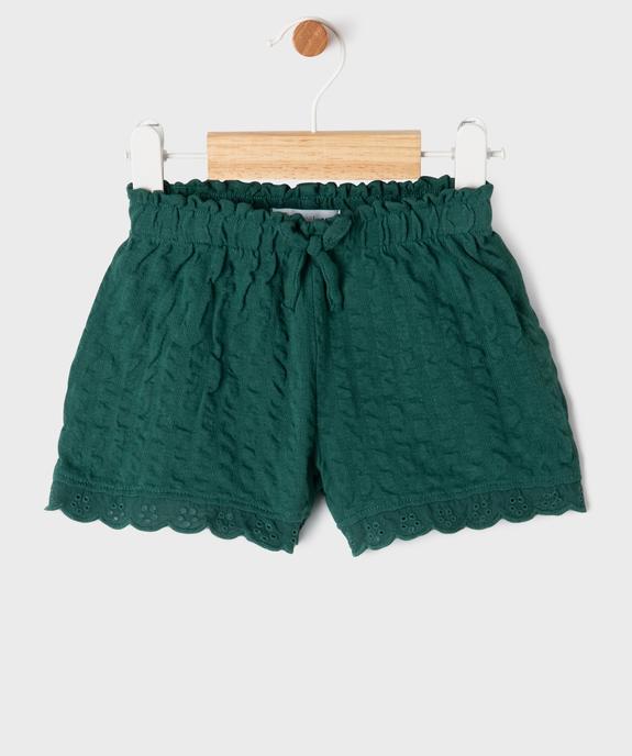 Short en maille gaufrée avec taille élastique bébé fille vue1 - GEMO 4G BEBE - GEMO