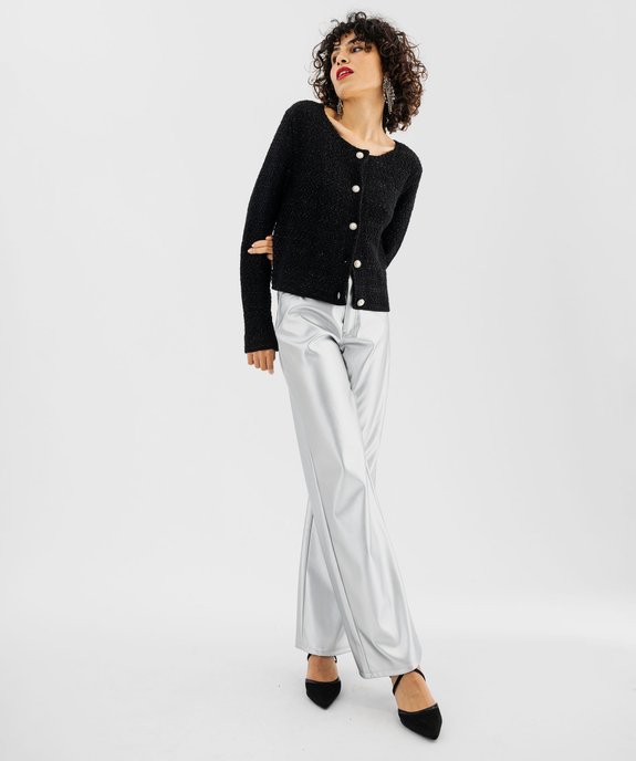Gilet en maille pailletée à col rond et boutons fantaisie femme vue4 - GEMO(FEMME PAP) - GEMO