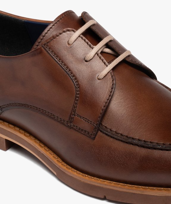 Derbies homme dessus cuir uni à semelle bicolore - Tanéo vue6 - TANEO - GEMO