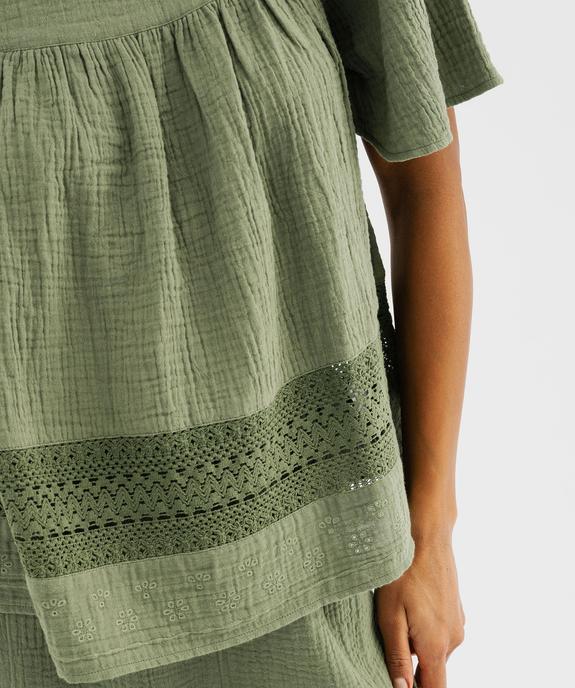 Blouse en gaze de coton avec détails brodés femme vue4 - GEMO(FEMME PAP) - GEMO
