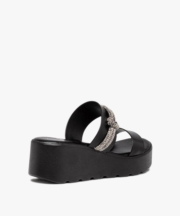 Mules femme compensées dessus uni ornées de strass vue4 - GEMO(URBAIN) - GEMO