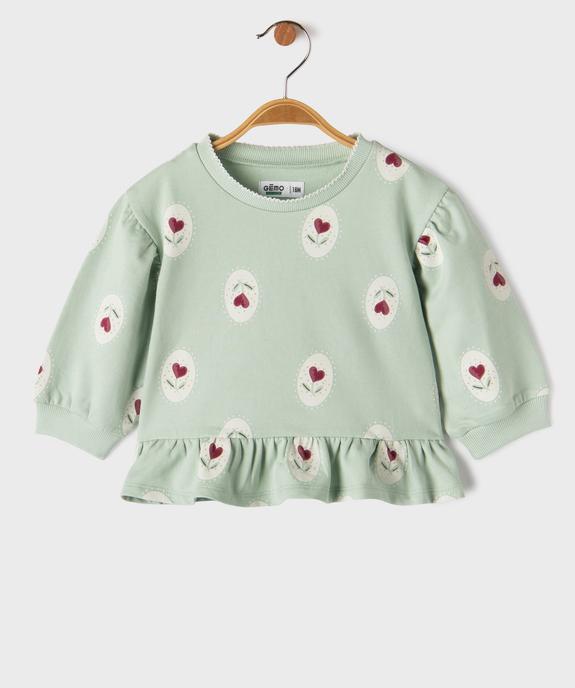 Sweat imprimé à volants bébé fille vue1 - GEMO 4G BEBE - GEMO
