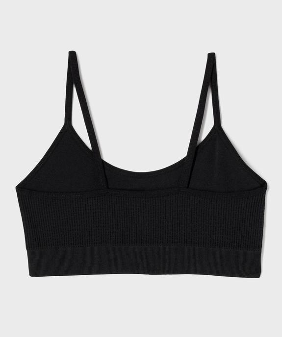Brassière à fines bretelles en maille côtelée fille vue3 - GEMO 4G FILLE - GEMO