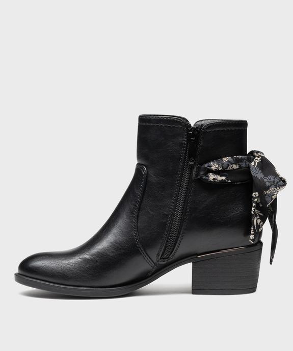 Boots à talon cubain et foulard noué femme vue3 - EMILIA ROSA - GEMO