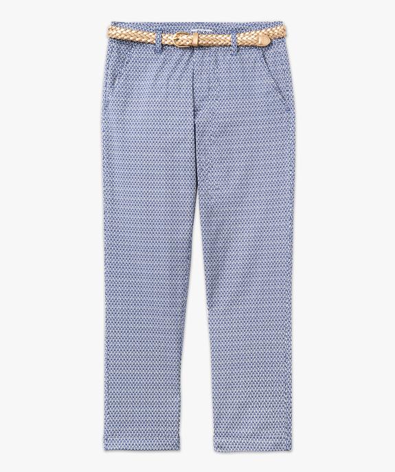 Pantalon chino imprimé en maille extensible avec ceinture femme vue4 - GEMO 4G FEMME - GEMO
