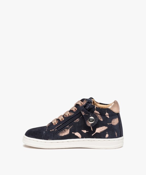 Tennis bébé fille zippées dessus cuir motif feuilles – NA! vue3 - NA! - GEMO