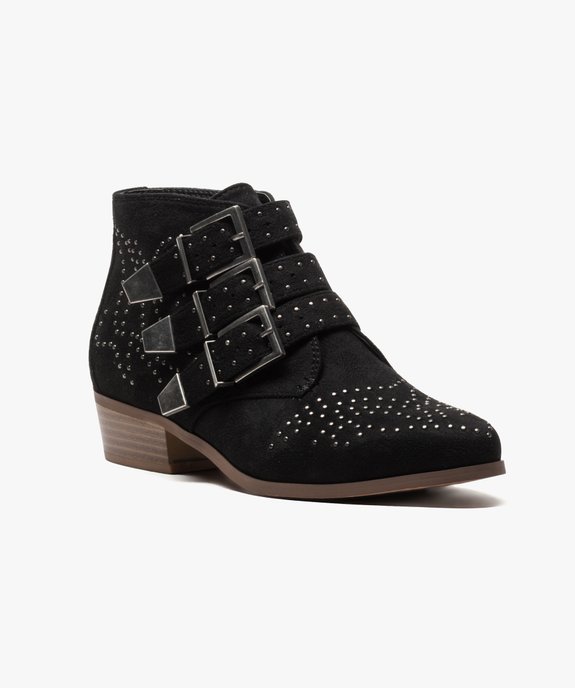 Boots en velours avec clous et boucles métalliques vue2 - GEMO (CASUAL) - GEMO