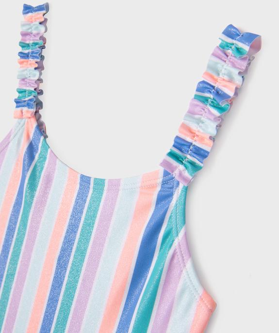 Maillot de bain 1 pièce dos nageur à rayures et paillettes fille vue2 - GEMO (ENFANT) - GEMO
