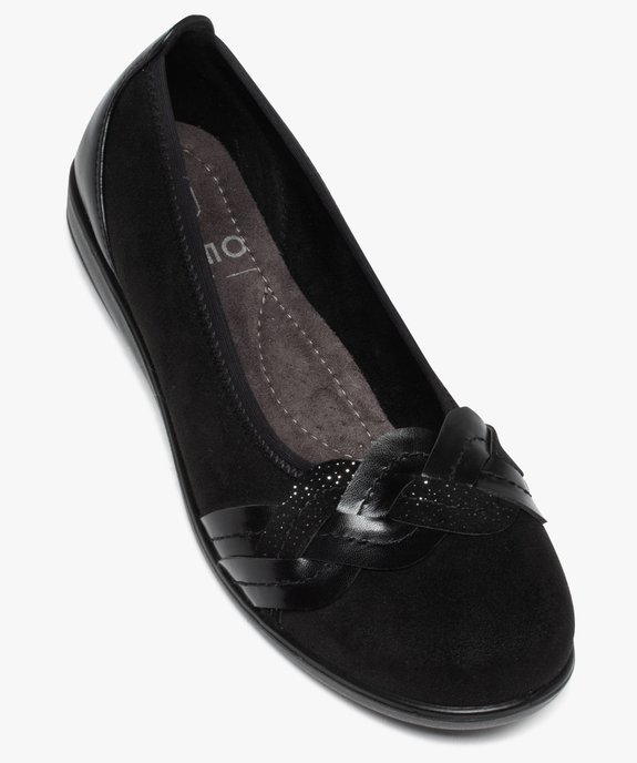Ballerines femme confort en suédine avec bride tressée vue5 - GEMO 4G FEMME - GEMO
